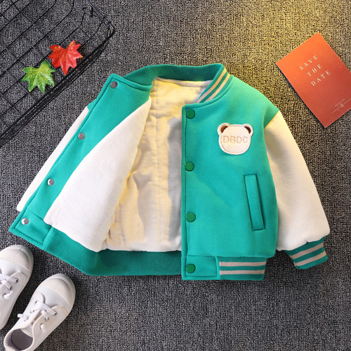 Men's Winter Cozy Fleece Jacket Trendy Baby Boys Thick Baseball Jacket Medium Children Cotton Jacket Jacket Dropshipping