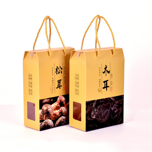 Universal mountain delicacy matsutake packaging carton Morel gift empty box Autumn black fungus handbag box