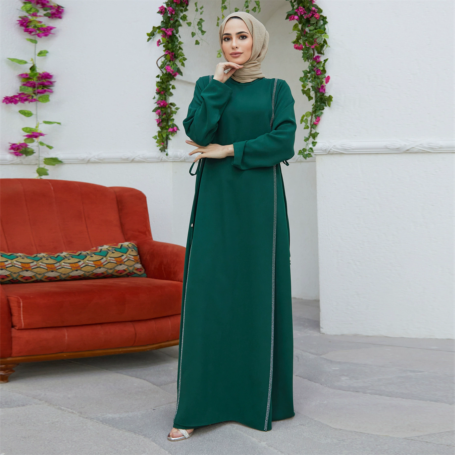 M199#Мусульманская ближневосточная юбка Скоростная распродажа Amazon Cross-border ABAYA халат, горячая вышивка камней талия платье