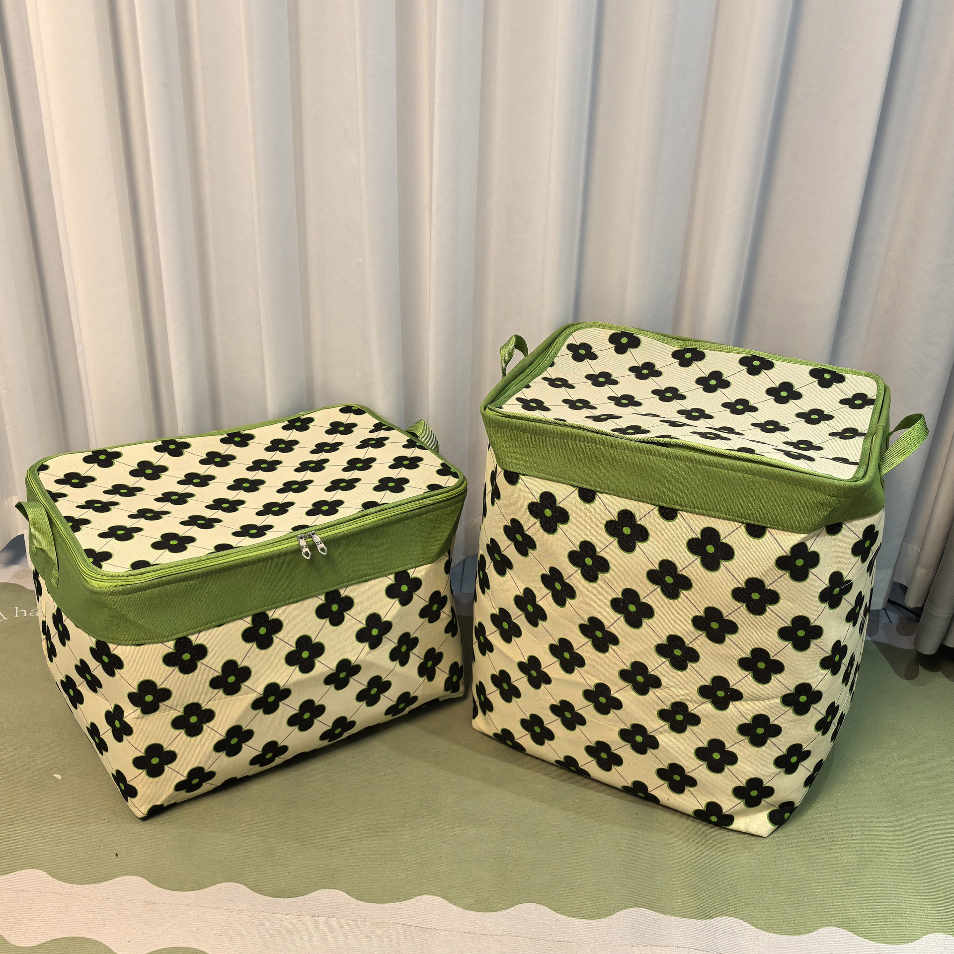 Double zipper with lid and steel ring thickened canvas storage box…