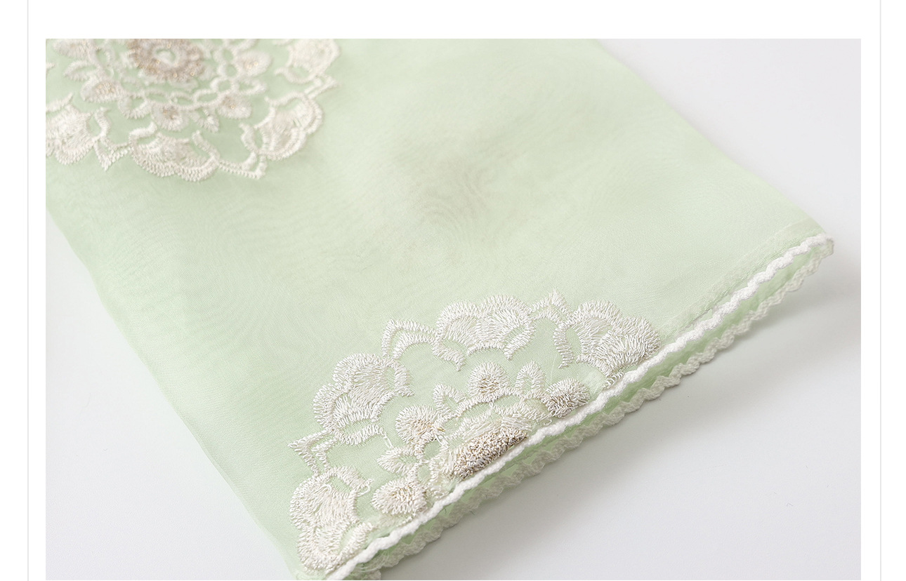 Bộ ba món áo khoác, áo vest và quần short lụa thêu sequin cao cấp kiểu Trung Quốc mới N3042 — Quần short xanh lục nhạt, Áo khoác xanh lục nhạt, Gi lê xanh lục nhạt chi tiết 30
