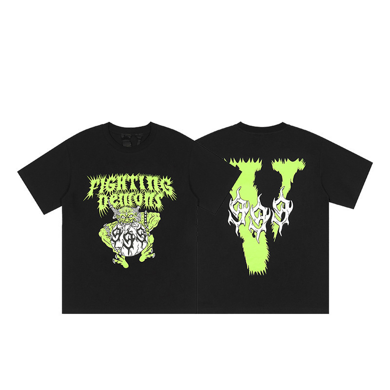 外単VLONE FOG潮牌大v字母Logo桜半袖スケッチ刺繍唇印落書きプリントtシャツ|undefined