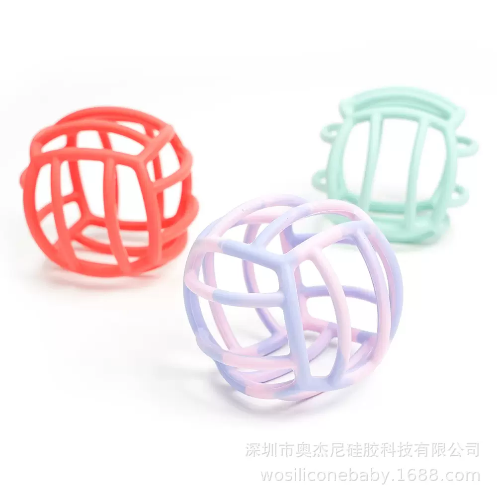 定制婴儿硅胶牙胶 迷宫球宝宝磨牙牙胶 儿童食品级母婴玩具镂空球