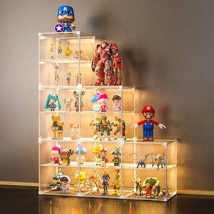 Storage Cabinet Storage Shelf Display Cabinet Blind Box Storage Display Rack Imitation Acrylic Transparent Display Box Cabinet Against the Wall