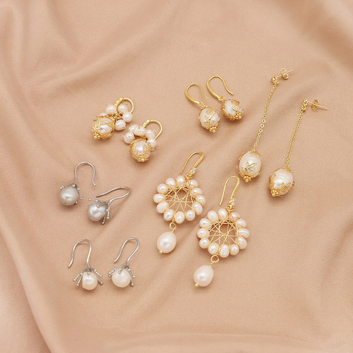 Baroque pearl earrings, high-end niche earrings, retro earrings for women, 925 silver needles, 18k real gold plating