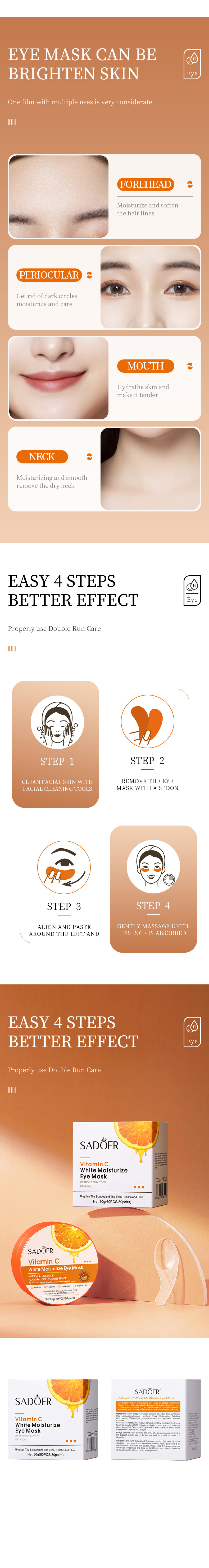 SADOER Full English Vitamin C Eye Mask Moisturizes, Moisturizes Mildly, and Fades Fine Lines in the Eyes s_voghion.com