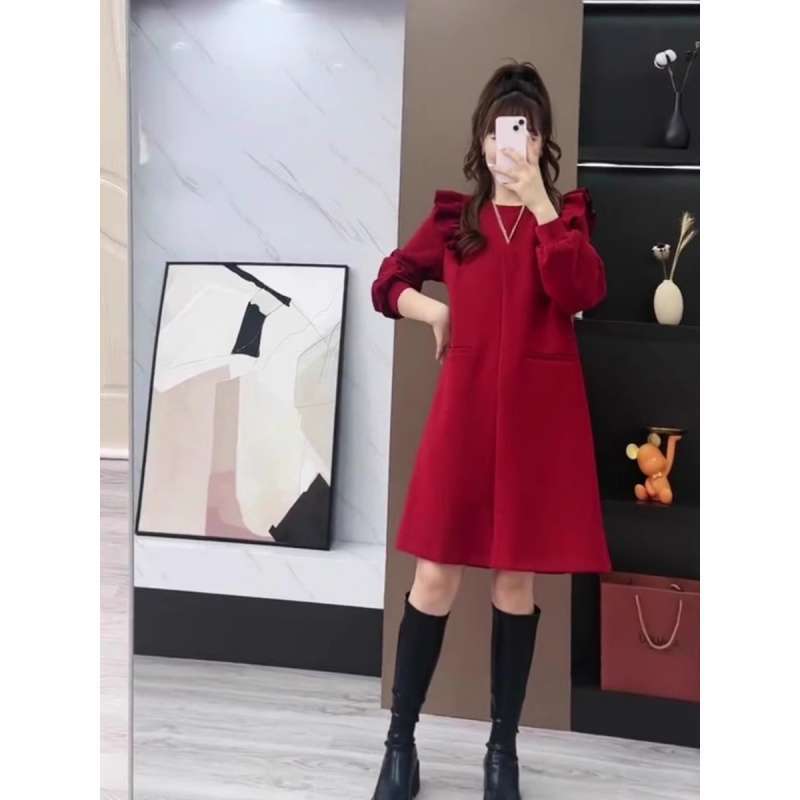 Korean Knitted Sweater Base Shirt Christmas Red Loose-Fitting Tummy-Covering Princess A-Line New Year Dress Korean Knitted Sweater Base Shirt Christmas Red Loose-Fitting Tummy-Covering Princess A-Line New Year Dress
