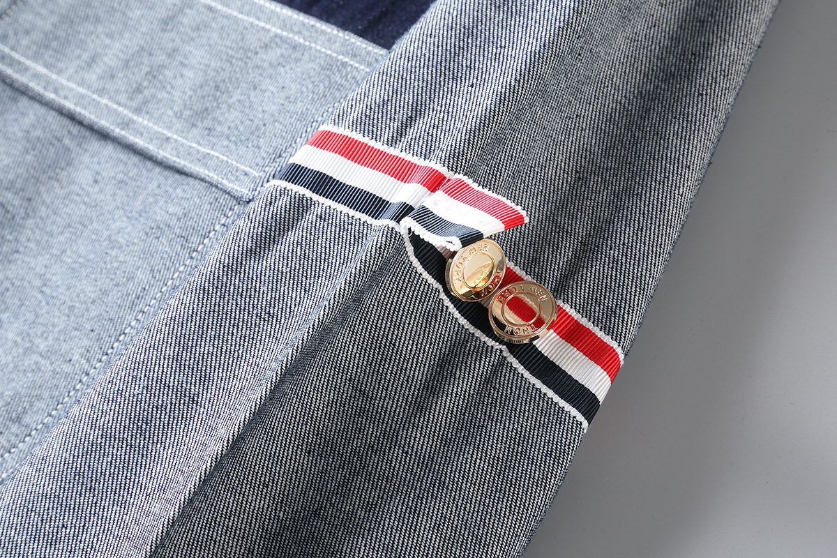 Vintage Wide-fit Patchwork Denim Shirt For Men Double Sleeve Ribbon_voghion.com