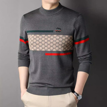 秋冬男士针织纯色半高领毛衣高品质弹力打底衫高档男线衣一件代发