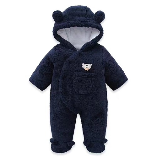 Cross-border winter new baby unzipped padded onesie crawling suit for babies to wear when going out