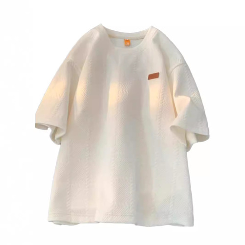 American-style versatile trendy short-sleeved men's summer design-focused niche t-shirt top with a sophisticated vibe, featuring five-quarter sleeves from a trendy brand.