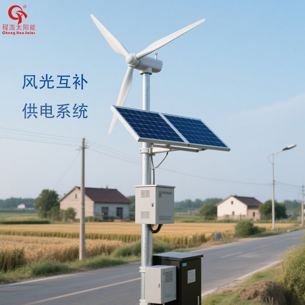 程浩新能源厂家供应500w1000w风力发电机离网并网发电系统水平轴