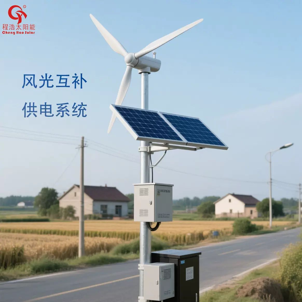 程浩新能源厂家供应500w1000w风力发电机离网并网发电系统水平轴