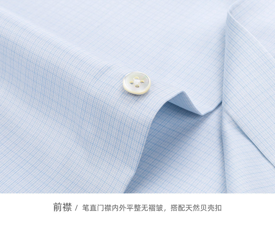 Áo sơ mi nam lụa tơ tằm cao cấp kẻ sọc cổ bẻ dài tay — Xanh nhạt kẻ caro - dài tay, Xanh nhạt kẻ ô - tay ngắn chi tiết 19