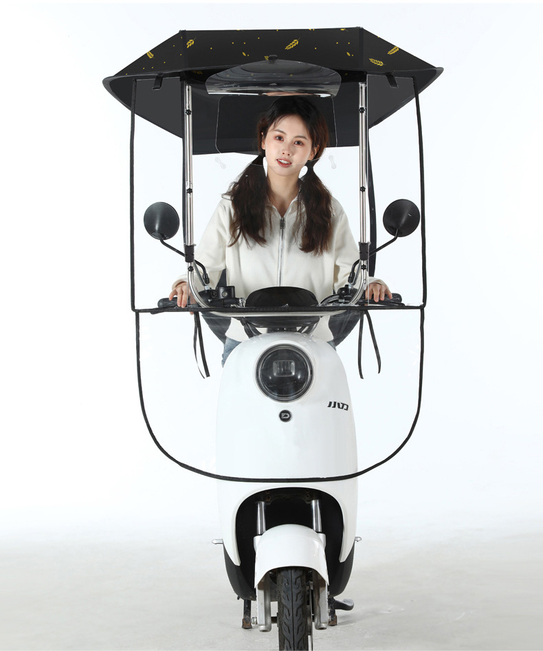 New Electric Car Canopy Small Battery Car Sunshade Motorcycle Canopy Thickened Black Rubber Sunscreen Waterproof Canopy
