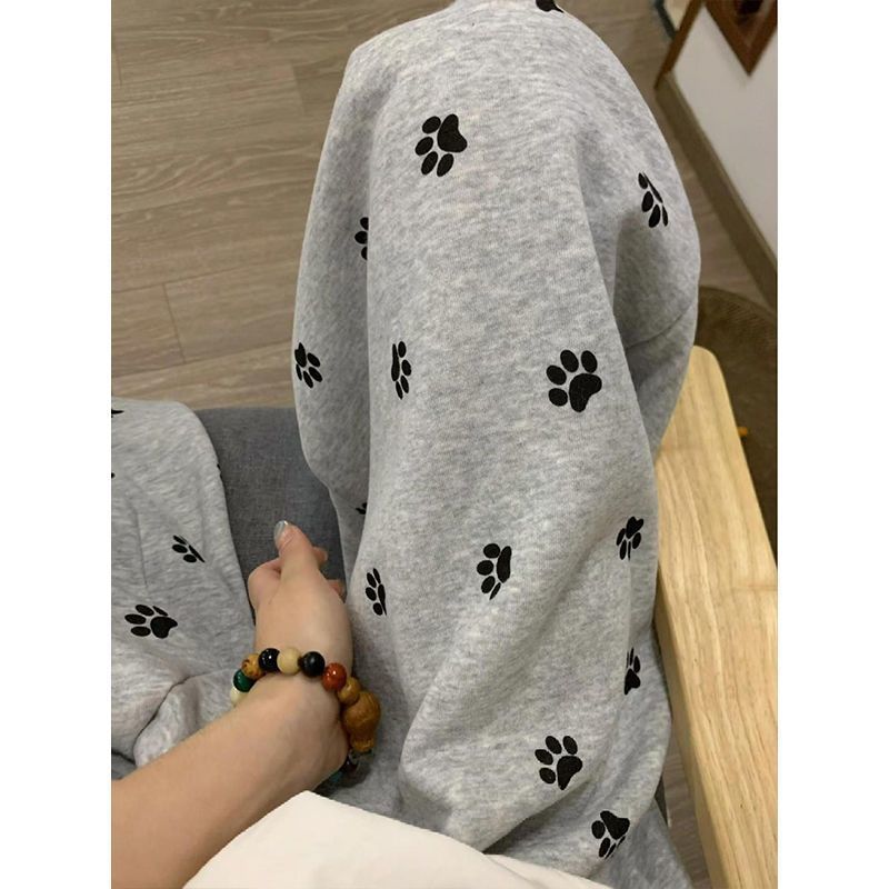 女童运动裤2025年春秋冬新款小狗爪印花宽松版长裤阔腿裤休闲裤女