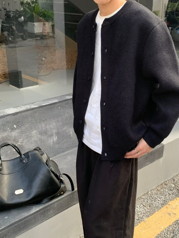 批发潮流复古圆领针织开衫慵懒风男毛衣外套男装宽松休闲百搭高级|undefined