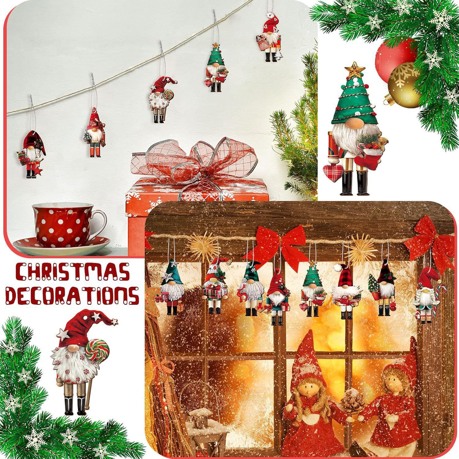 Set di ornamenti decorativi Schiaccianoci di Natale, soldato Schiaccianoci in legno, decorazioni da appendere per le feste_voghion.com