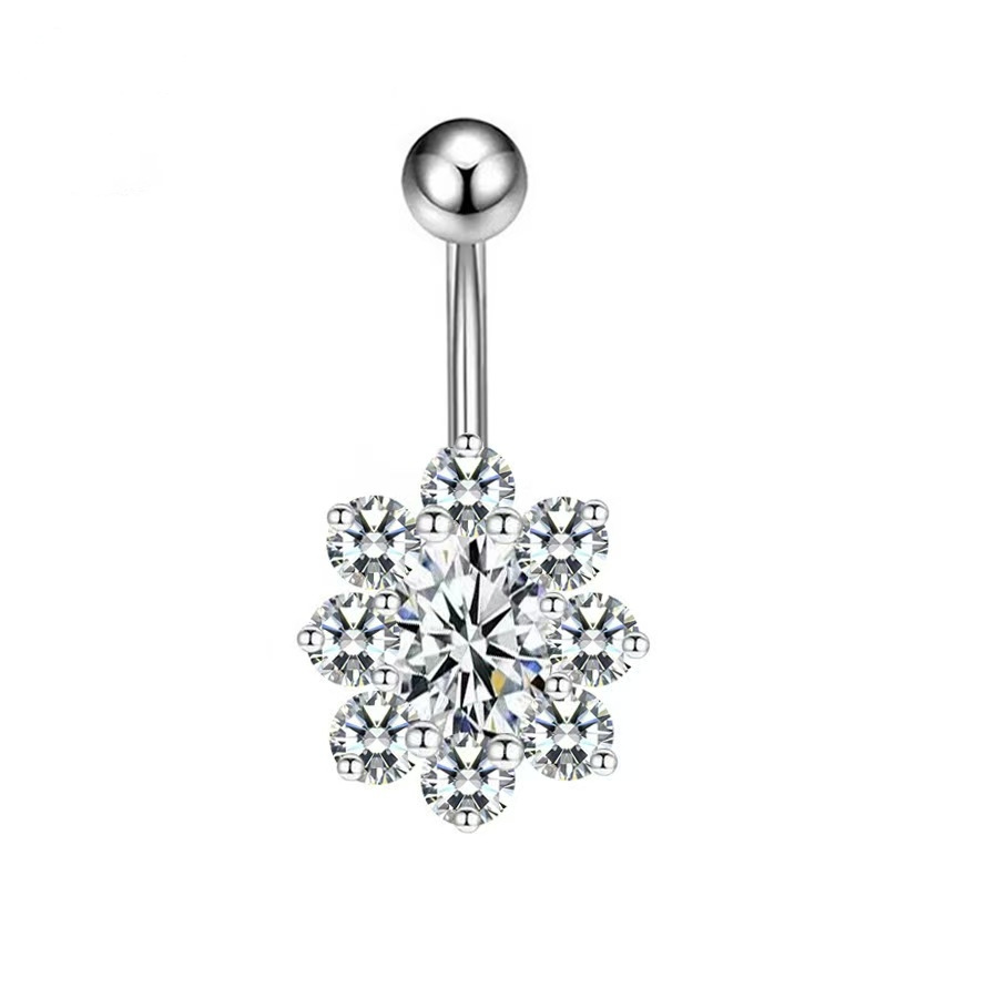 Cross-Border E-Commerce New Heart-Shaped Navel Nail Cross Pink Navel Ring Water Drop Pendant Belly Ring Body Piercing detail image 8