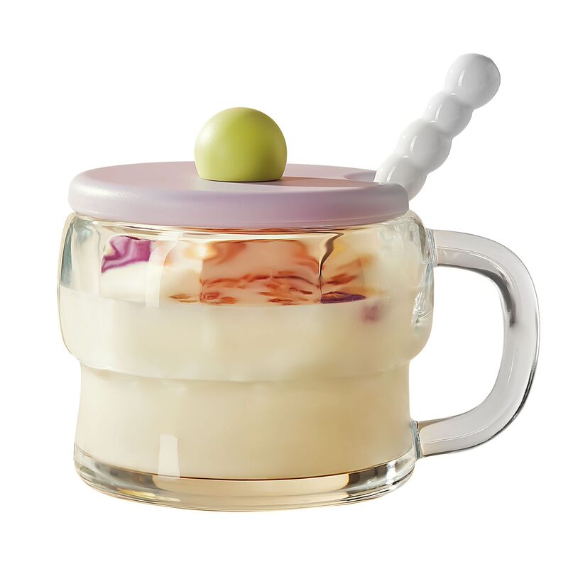 新商品の朝食カップのガラスミルクカップの取っ手のコップの女性のタイプは蓋のオート麦のコップの源のメーカーのオリジナルのコップを持ちます。|undefined