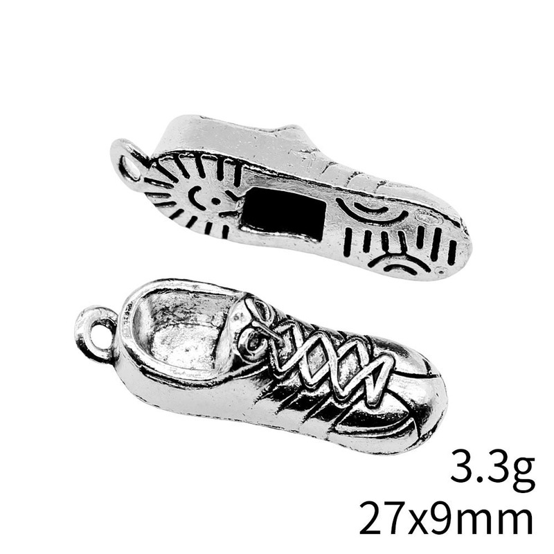 27x 9mm 3.3g ancient silver foreign trade alloy accessories sports music three-dimensional shoes pendant