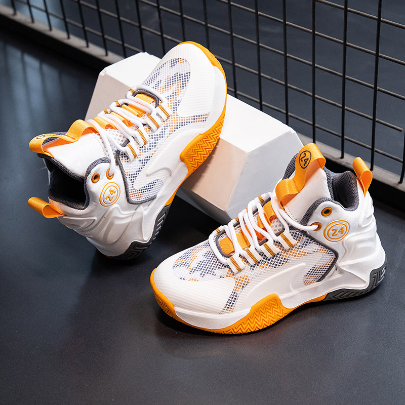 Boys High Top Basketball Trainers Comfortable Breathable Sneakers_voghion.com