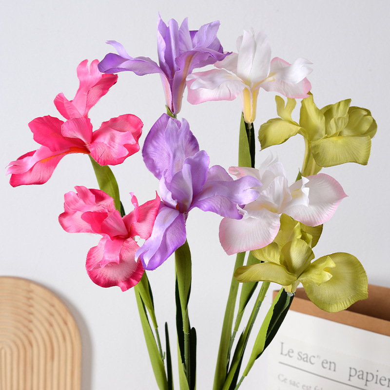 Flores de simulación 2 iris pintura al óleo de flores de boda de Alice flores de seda del salón de la boda props de disparo flores falsas celebridades en línea