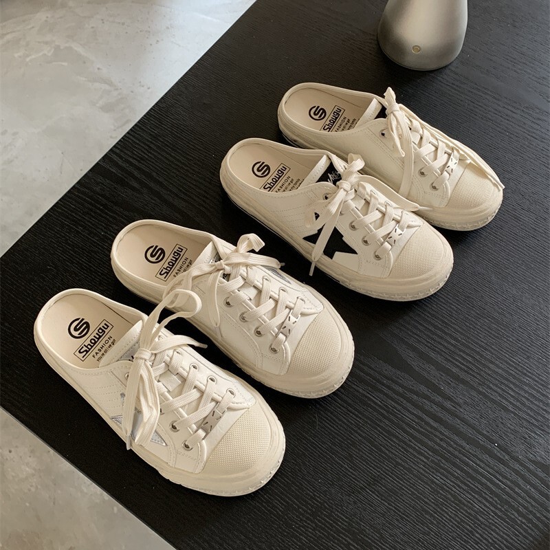 Shougu Retro Antique Baotou Half Slippers Women's Summer Thick Sole Increased Slip-on Small Dirty Shoes All-match Star Sandals