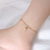 Brand small design universal zirconium stainless steel heart-shaped, ankle bracelet, accessory, french style, trend of season, 750 sample gold