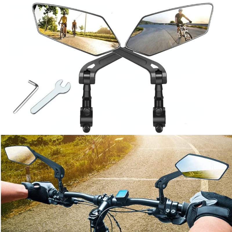 Mountain Bike Rearview Mirror Electric Vehicle Flat Mirror 360 Degree Adjustable Reflector Reversing Mirror Cycling Accessories