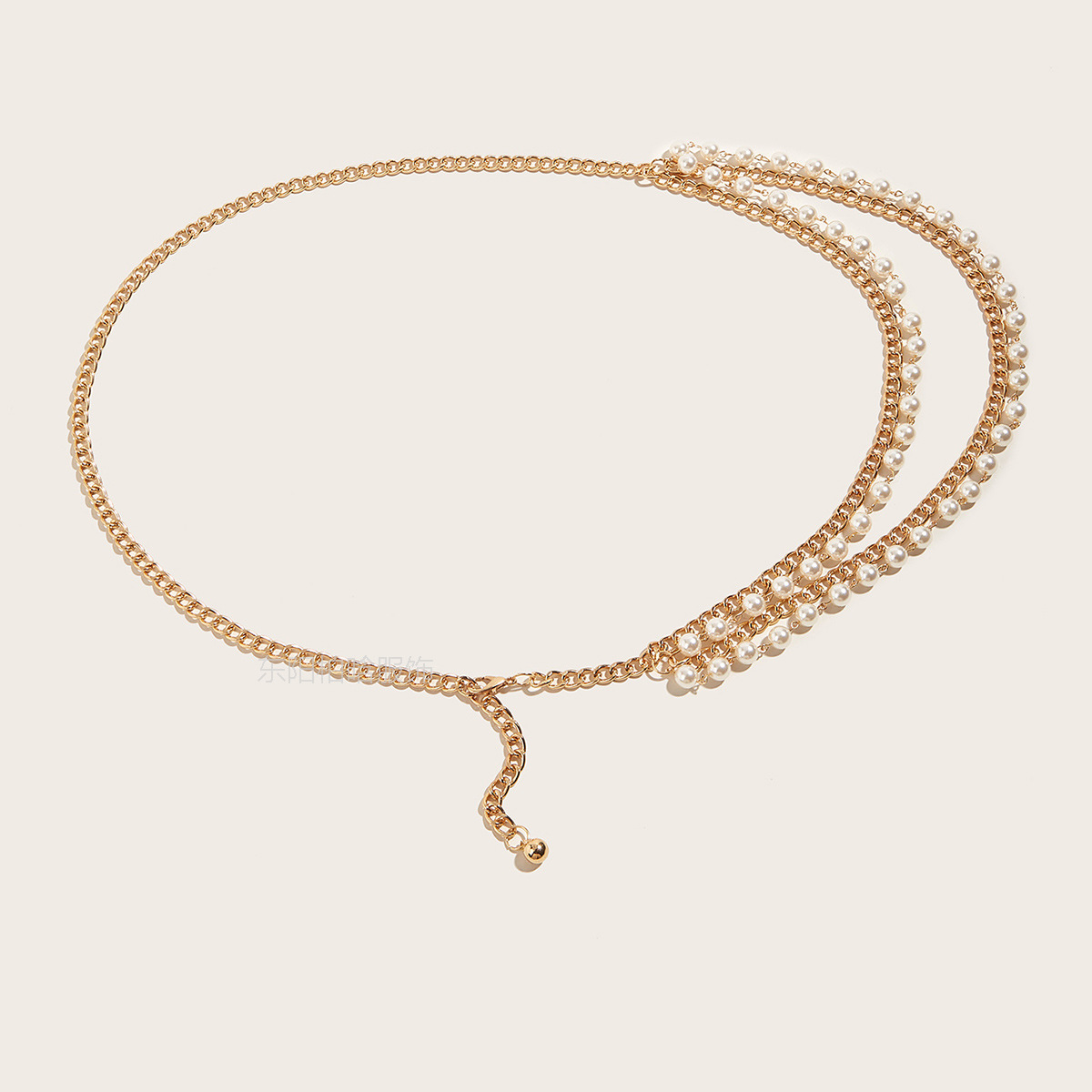 欧美新款珍珠吊坠装饰链条饰品  百搭束腰金属腰链性感身体腰链|ru
