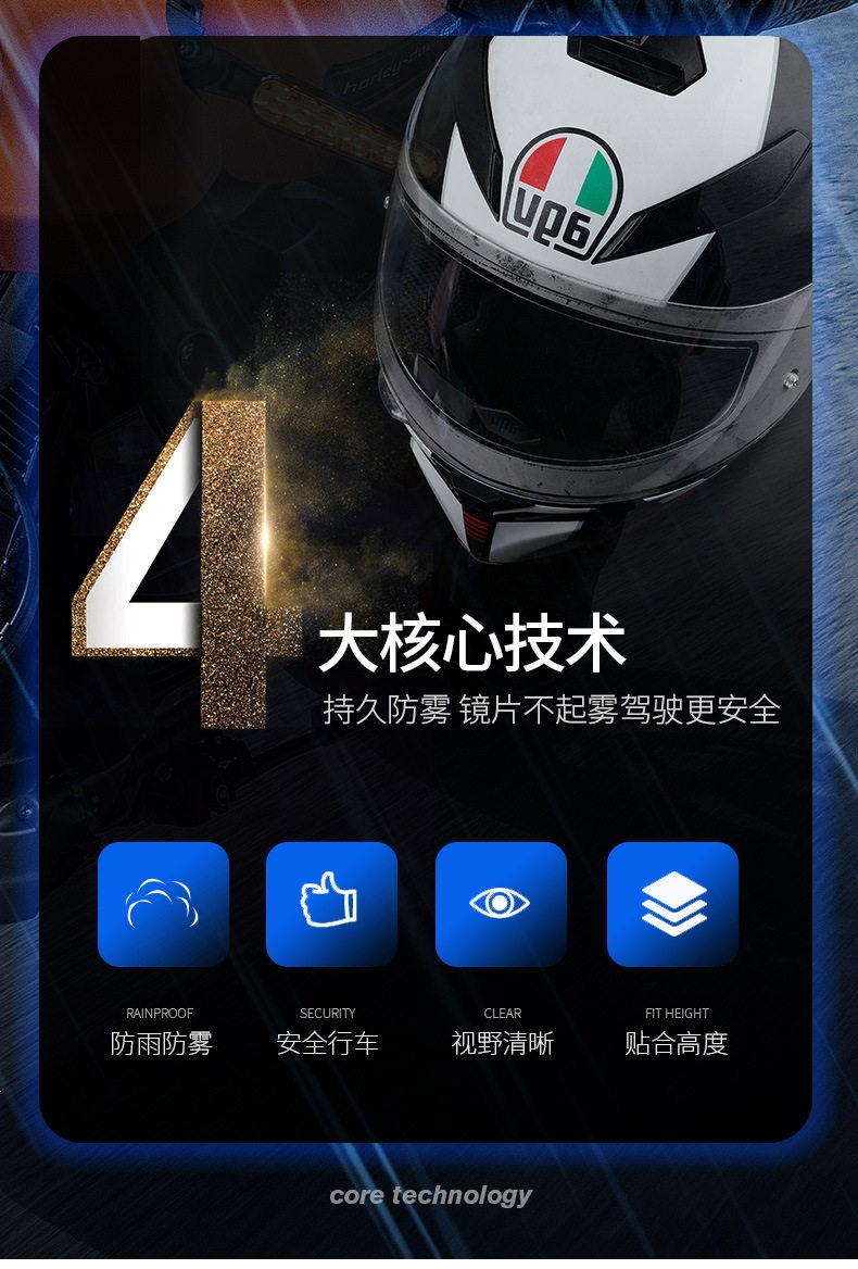 Suitable for electric motorcycle helmet rainproof film, waterproof and anti-fog film sheet, full and half helmet anti-fog visor film