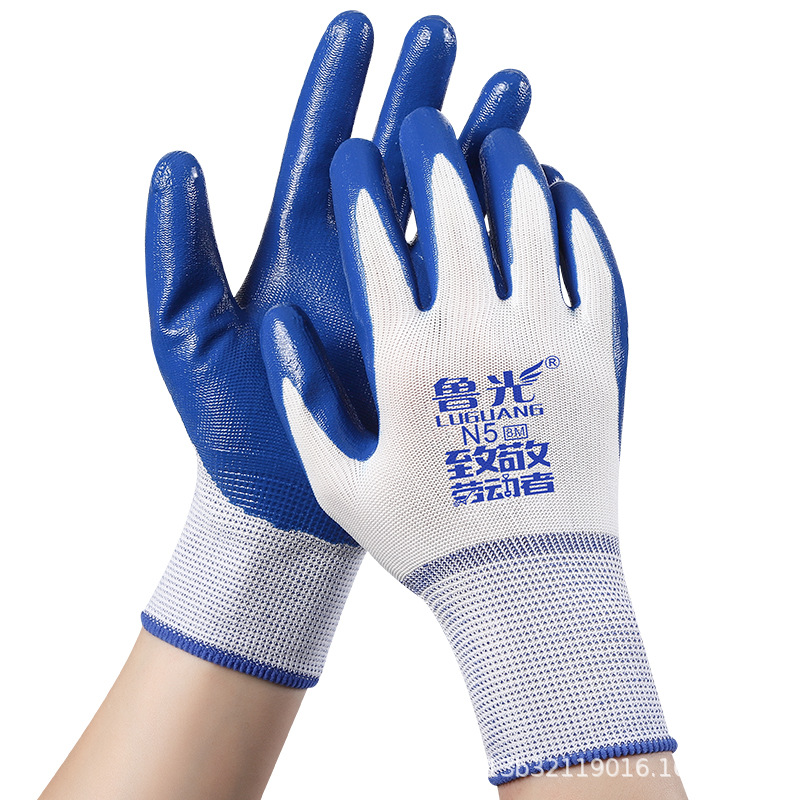 正品加厚乳胶工作耐磨耐用防滑橡胶防水胶皮丁腈工地劳保建筑手套