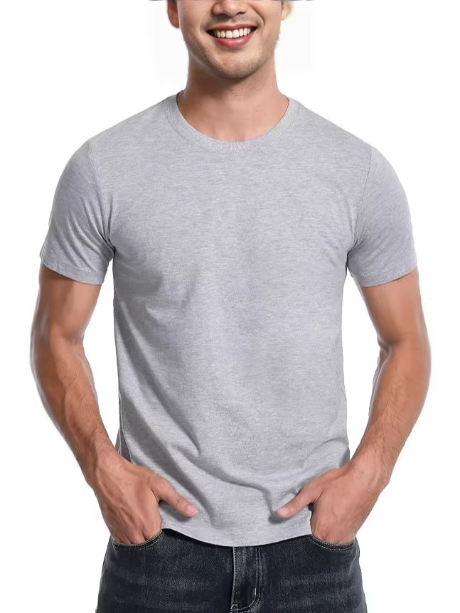 Southeast Asia Round Neck Short-Sleeved T-Shirt Elastic Slim Fit Summer Lightweight Breathable Solid Color Sports Large Size Base Layer Tiktok