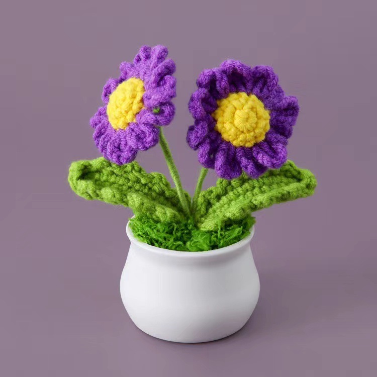 完成したウールひまわり鉢植えスズラン造花チューリップデスクトップ装飾品バレンタインデー教師クラスメートギフト|undefined