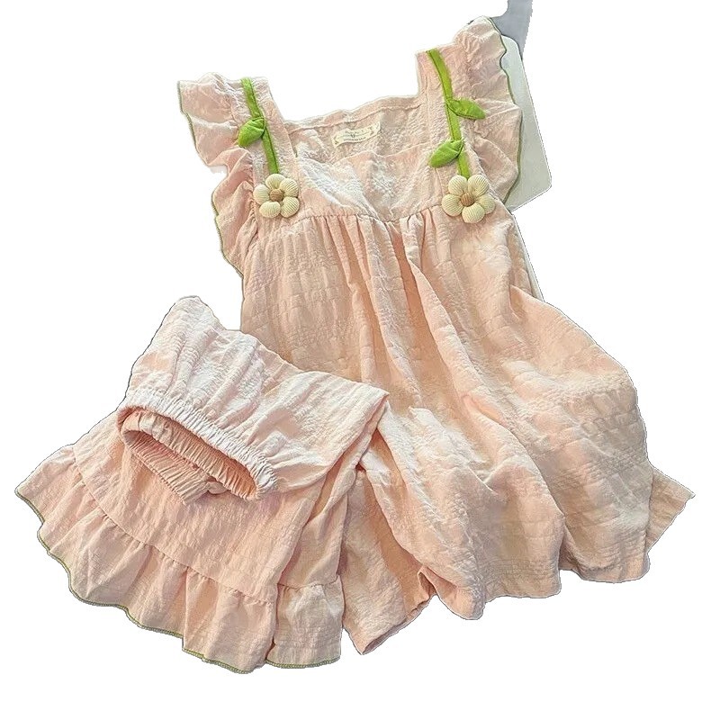Nube de algodón pijama de mujer vestido largo medio 2026 dulce niña flores lindas pijamas de ropa de casa de mujer