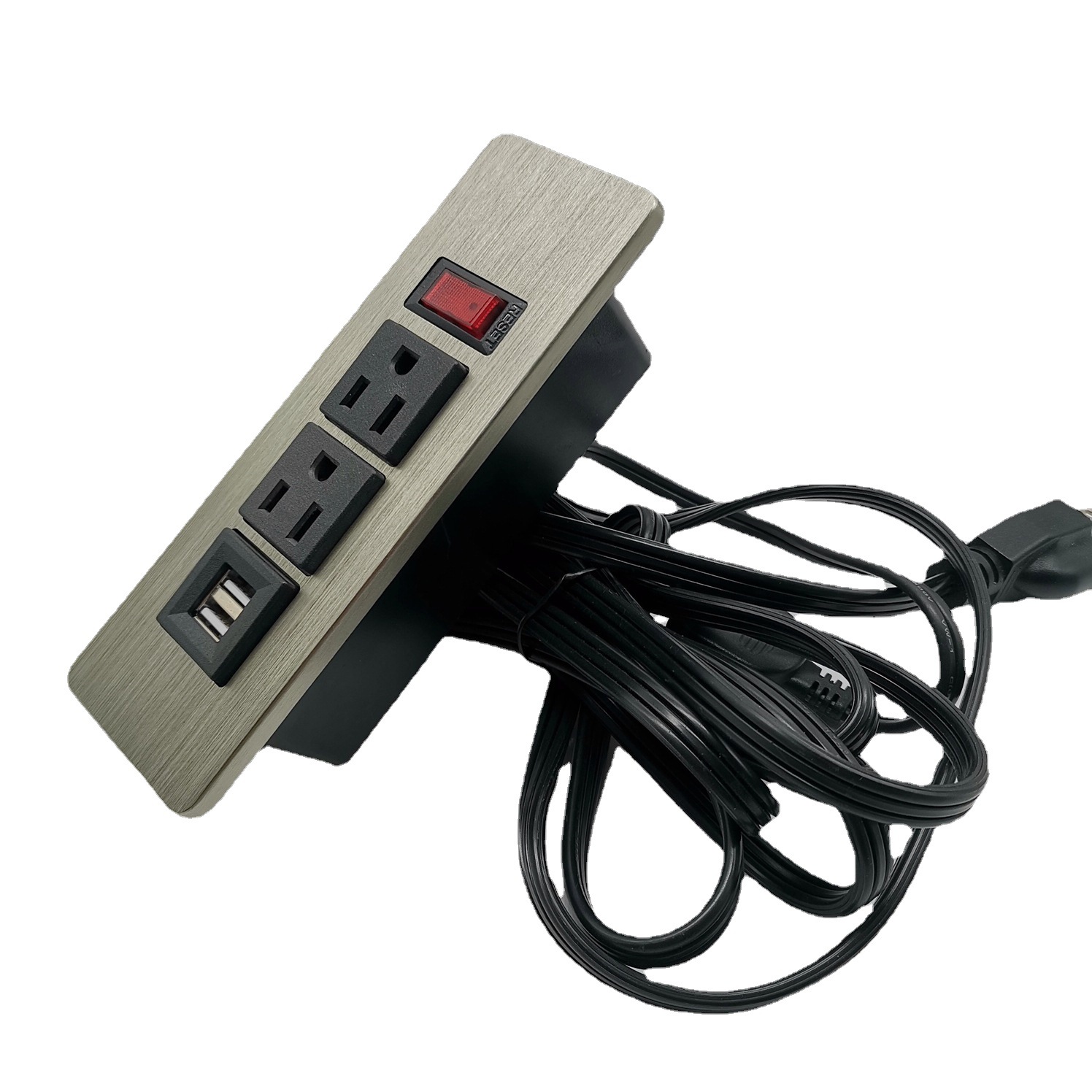 厂家直销美标两位嵌入式USB电源插座认证插座开关家具排插