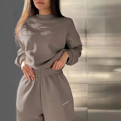 国境を越えたアマゾン独立局ファッション婦人服2025春秋貿易気質カジュアルスウェットシャツスーツ2点セット