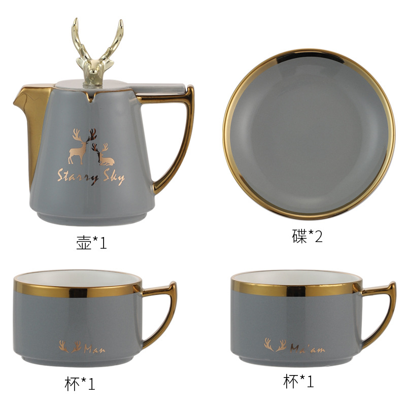 Tetera traje hogar alce taza de té juego de té de cerámica tetera de flores pareja juego de agua traje tarde taza de té taza de café