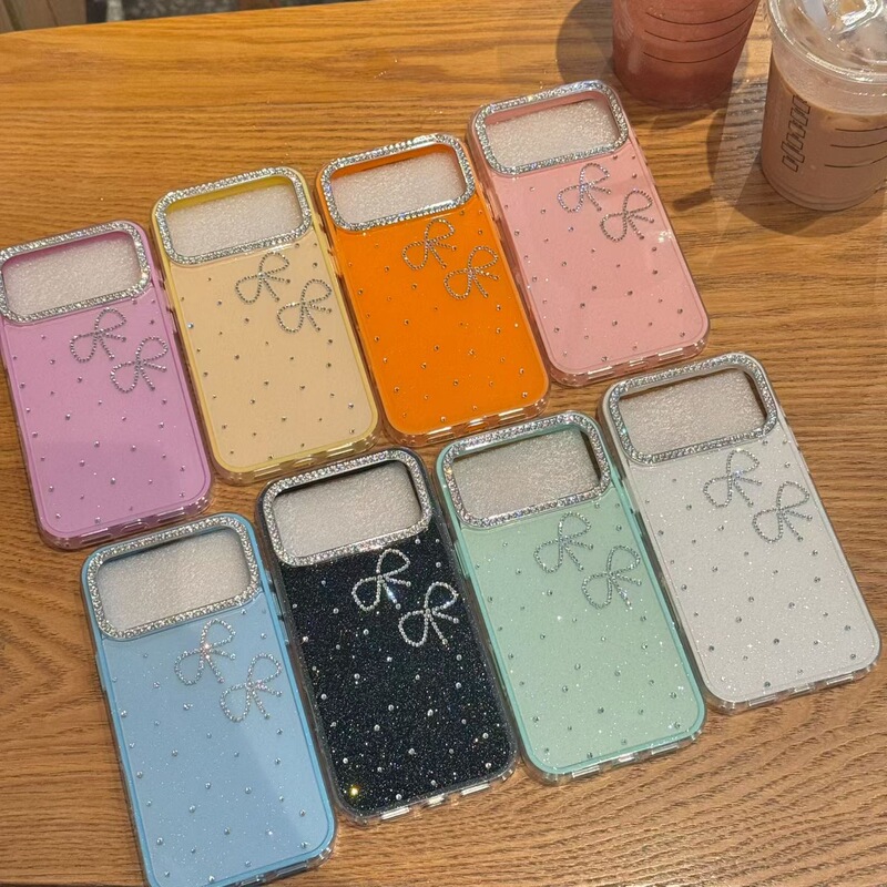 Suitable for Apple 17Air gradient phone case with double-sided rhinestone cat ears, IPhone16 shockproof bow protective cover Suitable for Apple 17Air gradient phone case with double-sided rhinestone cat ears, IPhone16 shockproof bow protective cover