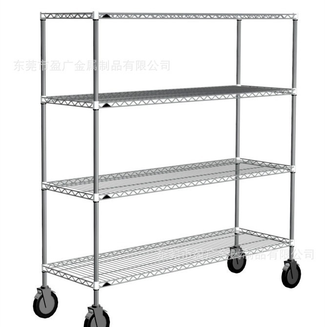 四层镀铬手推车   家用货架   工业 镀铬货架