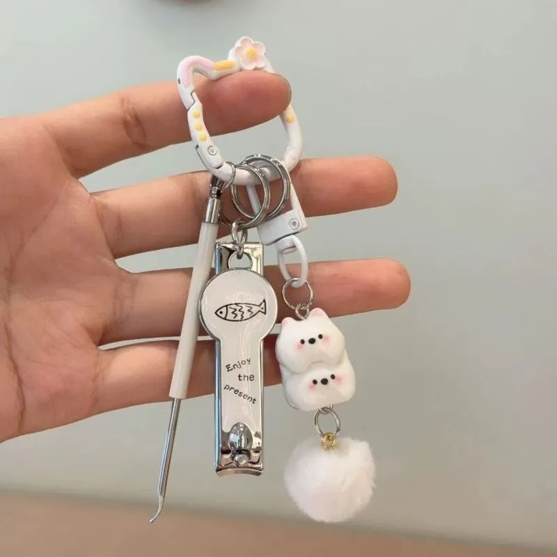 可爱猫咪扣叠叠乐小狗挂件卡通指甲刀带耳勺包包挂件小礼物套装|undefined