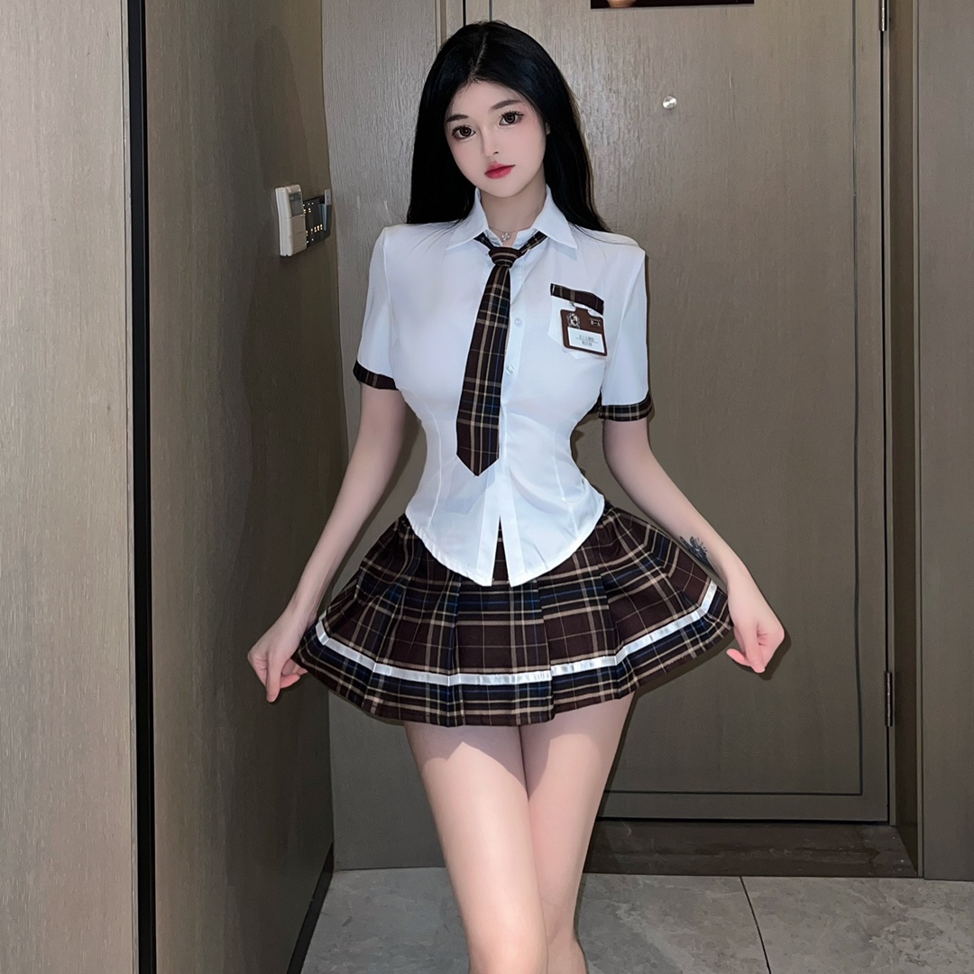 (2개) 섹시한 뜨거운 여자 학생 슈퍼 핫 복장 왜냐하면 옷 캠퍼스 JK 유니폼 성숙한 자매 정장 대학 스타일 미니 스커트