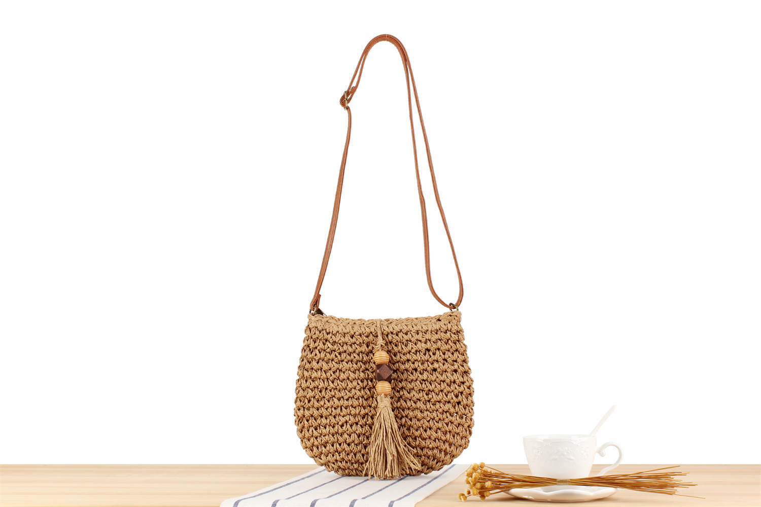 Women's Small Straw Solid Color Vintage Style Classic Style Zipper Straw Bag display picture 5