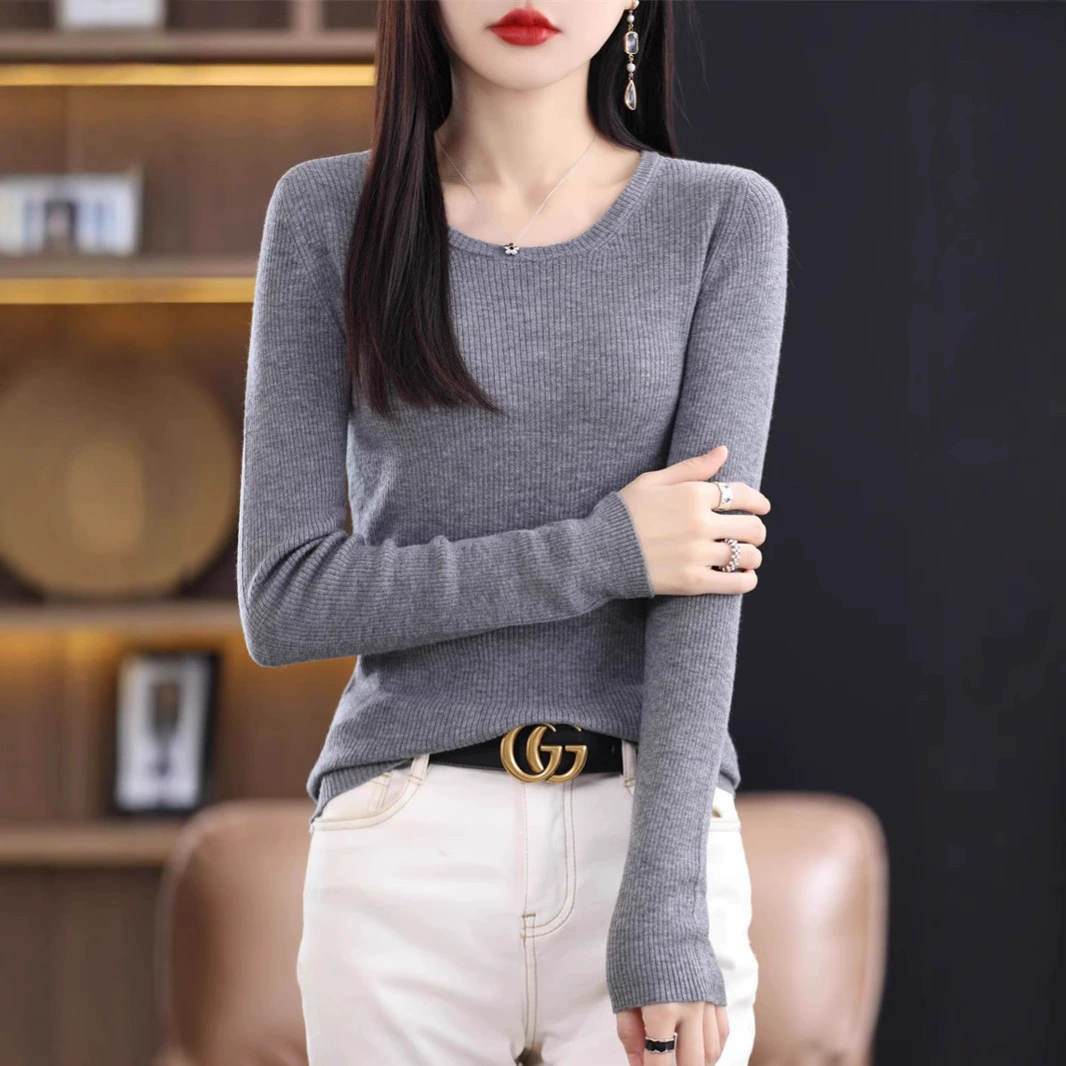 Ультра-тонкая матовая рубашка с низким вырезом шерстяной свитер женский 100 чистый шерстяной нижний свитер тонкий внутренний трикотаж топ