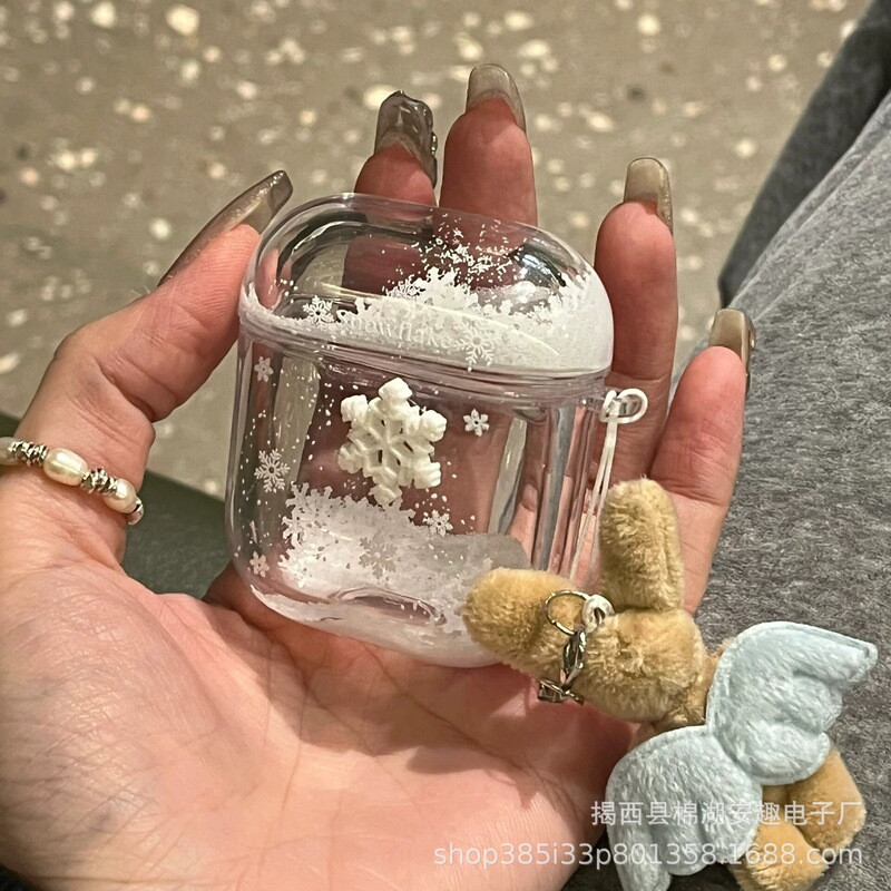 Cartoon-Themed Liquid Sand Earphone Case for AirPods 1/2/3, 3D Snowflake Transparent Apple Pro3 Liquid Pc Hard Case 4 Cartoon-Themed Liquid Sand Earphone Case for AirPods 1/2/3, 3D Snowflake Transparent Apple Pro3 Liquid Pc Hard Case 4
