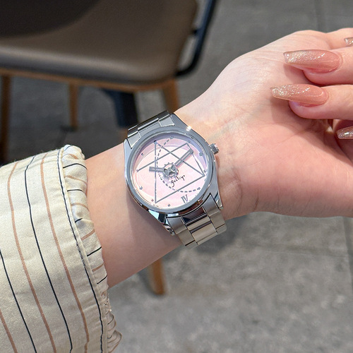 Geliyou fashion light luxury quartz watch Xiaohongshu hot model student round design steel band casual temperament watch for women