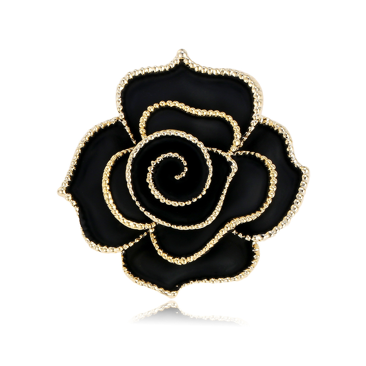 High-end Fashionable Enamel Camellia Brooch, Sophisticated And Unique Black Chanel-style Rose Flower Accessory Brooch_voghion.com