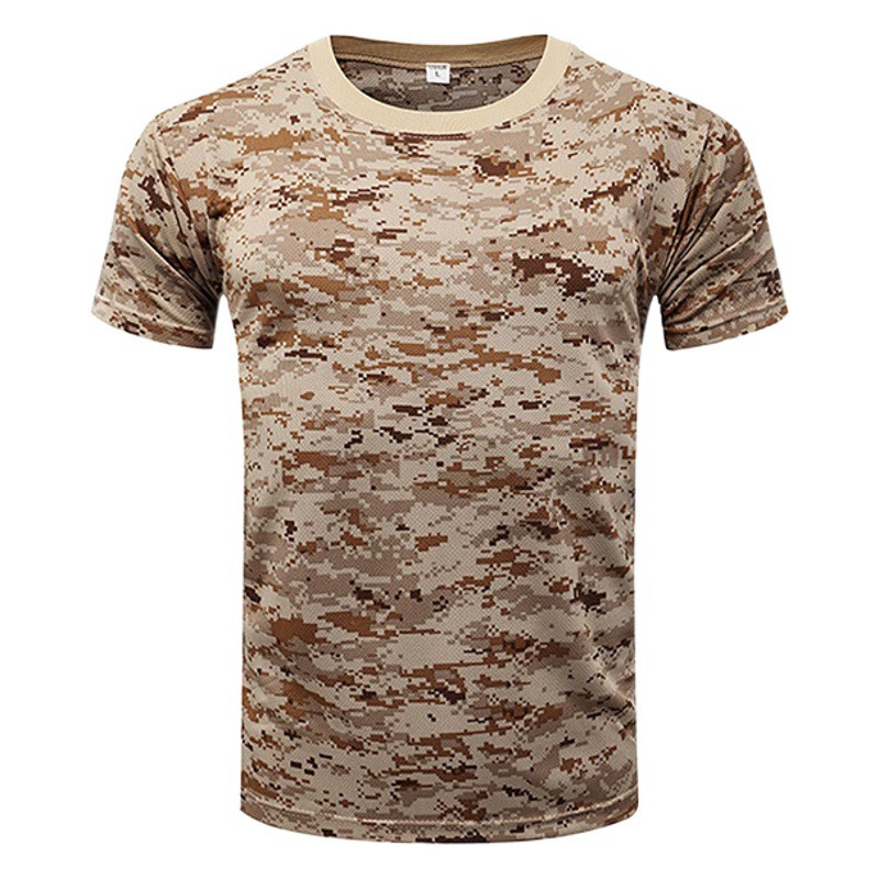 Летний быстрый сухой камуфляж с коротким рукавом мужской круглый вырез на открытом воздухе для развития физической подготовки