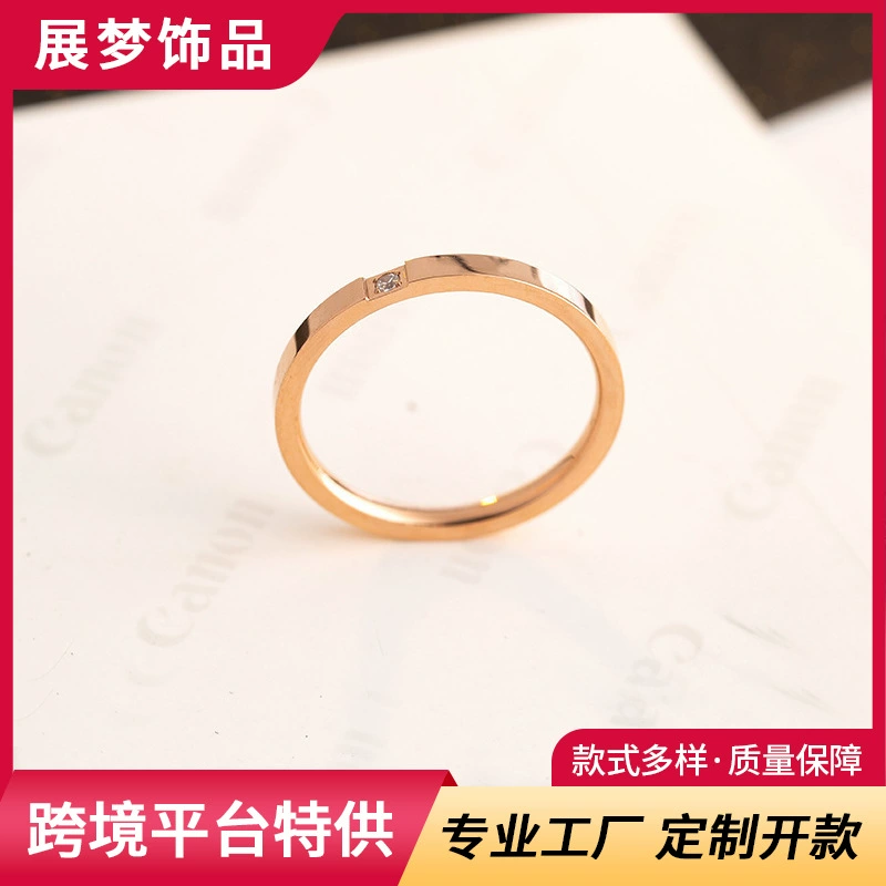 Европейское и американское кольцо из нержавеющей стали, женское простое ультратонкое женское кольцо из титановой стали в японском и корейском стиле, инкрустированное бриллиантами, модное кольцо в Корейском стиле
